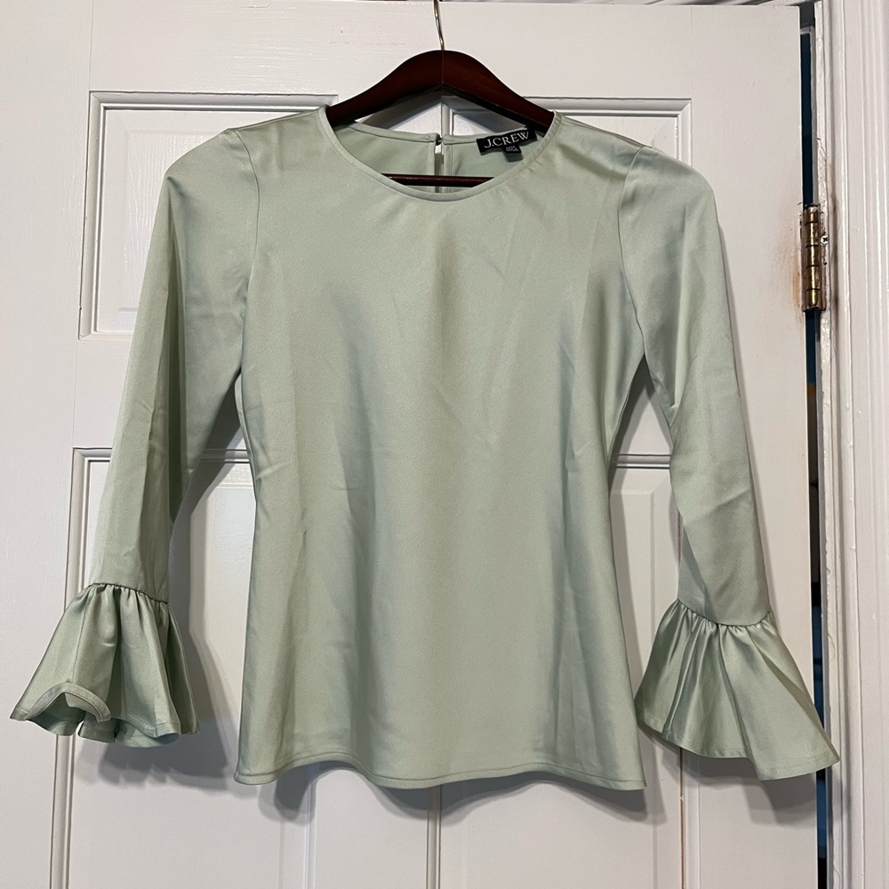 *DONATED 4/1* NWOT J. Crew Satin blouse ruffle sleeve XXSP